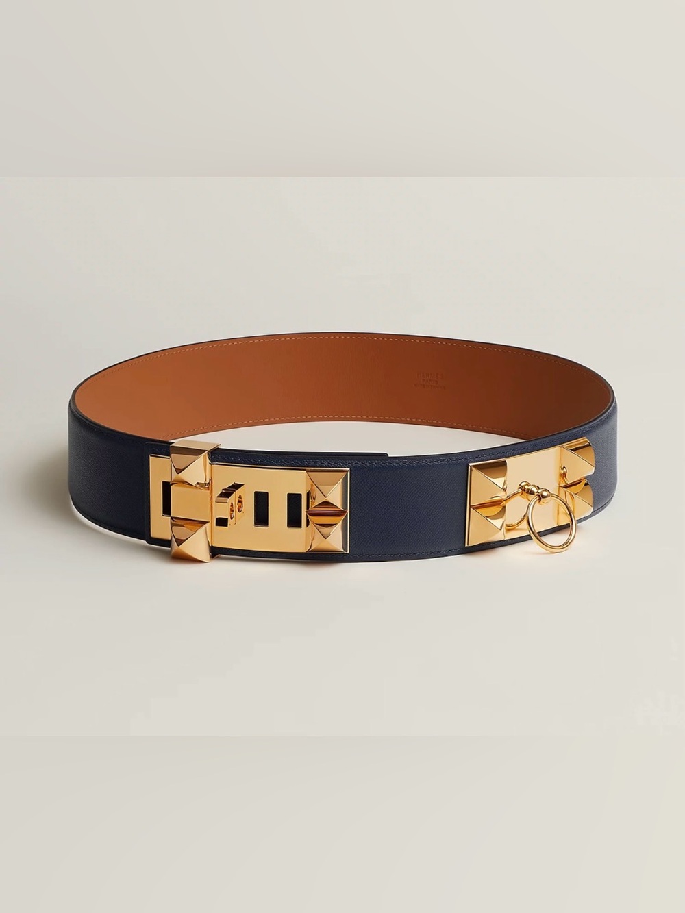 Hermès Collier de Chien Black Box Leather Belt Gold Hardware Size 85 - Picture 1 of 17